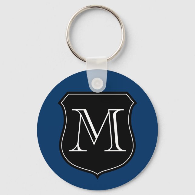 Personalized monogram keychain with letter emblem (Front)
