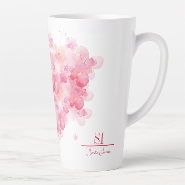Personalized Monogram Latte Mug | Modern Floral D. (Right)