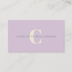Personalized Monogram Lavender Stylish Office Business Card