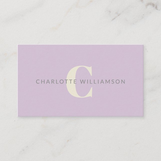 Personalized Monogram Lavender Stylish Office Business Card (Front)