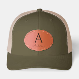 personalized Monogram  Leather Patch Hat