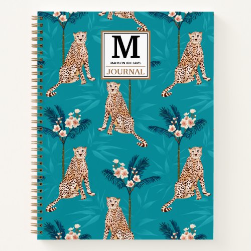 Personalized Monogram Leopard Palm Pattern Journal