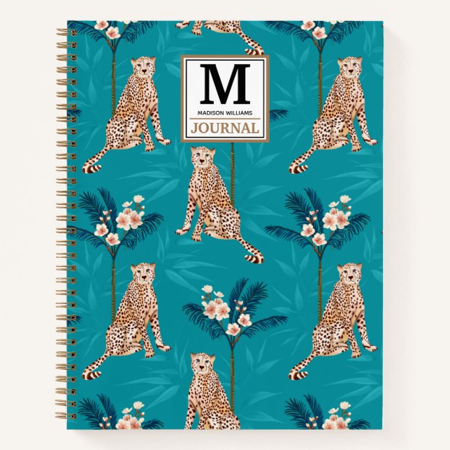 Personalized Monogram Leopard Palm Pattern Journal (Front)