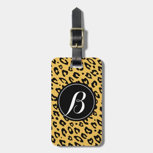 Personalized monogram leopard print luggage tag