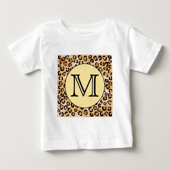 Personalized Monogram Leopard Print Pattern. Baby T-Shirt (Front)