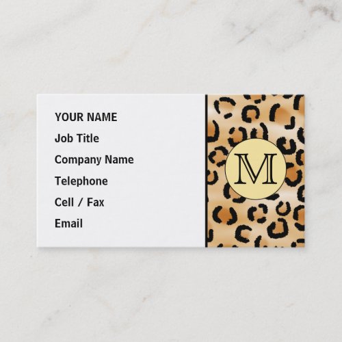 Personalized Monogram Leopard Print Pattern. Business Card Templates