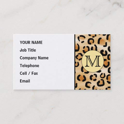 Customizable Personalized Monogram Leopard Print Pattern. Business Card Templates