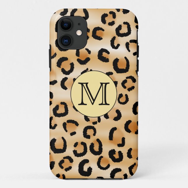 Personalized Monogram Leopard Print Pattern. Case-Mate iPhone Case (Back)
