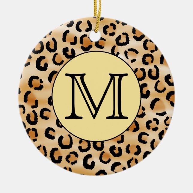Personalized Monogram Leopard Print Pattern. Ceramic Ornament (Front)