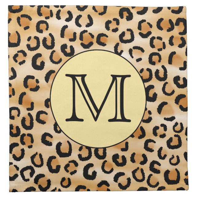 Personalized Monogram Leopard Print Pattern. Cloth Napkin (Front)