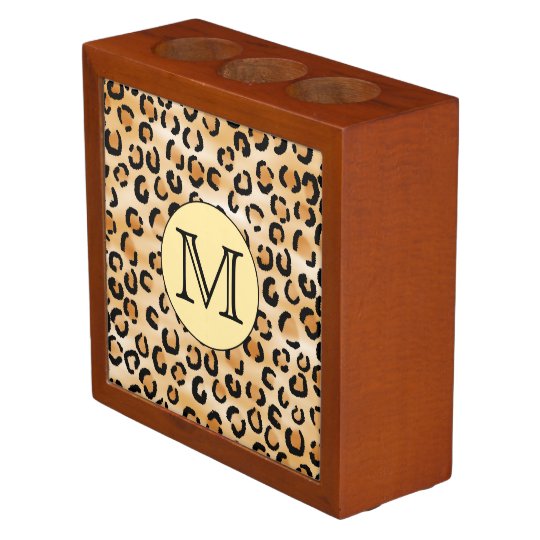 Personalized Monogram Leopard Print Pattern. Desk Organizer | Zazzle.com