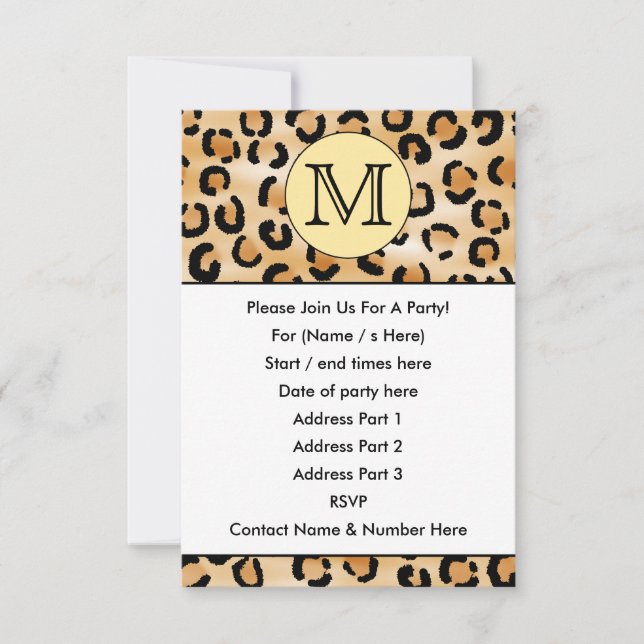 Personalized Monogram Leopard Print Pattern. Invitation (Front)