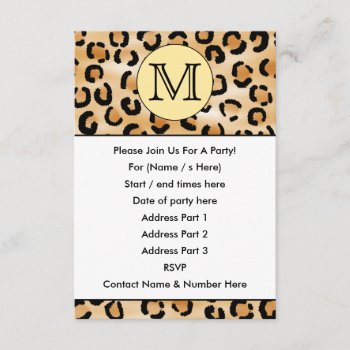 Personalized Monogram Leopard Print Pattern. Invitation by Metarla_Monograms at Zazzle