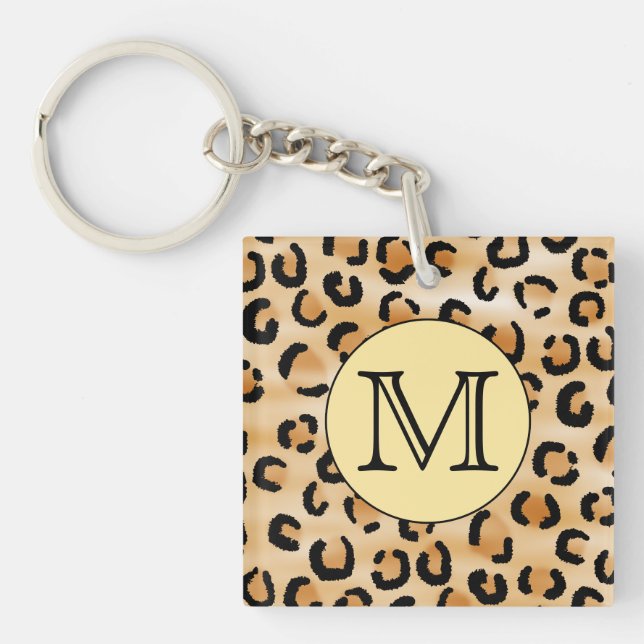 Personalized Monogram Leopard Print Pattern. Keychain (Front)