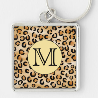 Personalized Monogram Leopard Print Pattern. Keychain