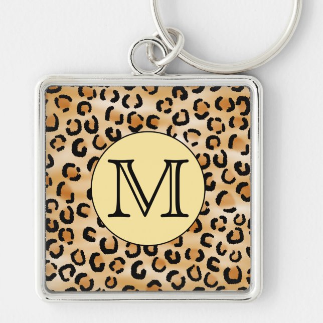 Personalized Monogram Leopard Print Pattern. Keychain (Front)