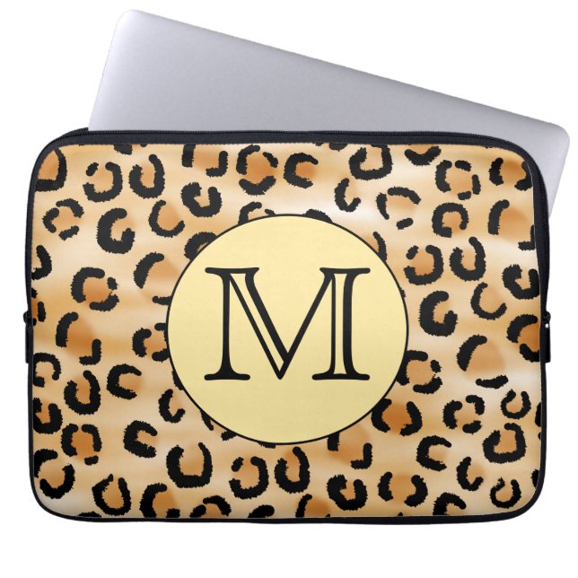 Personalized Monogram Leopard Print Pattern. Laptop Sleeve (Front)