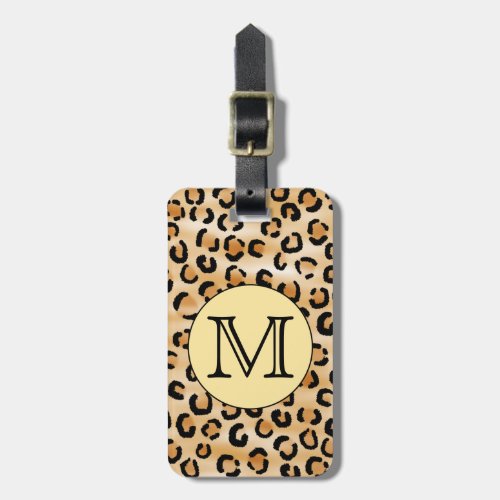 Personalized Monogram Leopard Print Pattern Luggage Tag