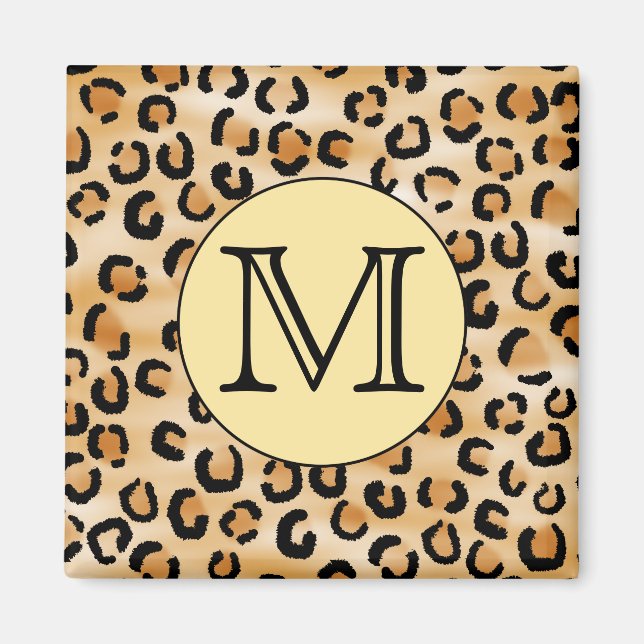 Personalized Monogram Leopard Print Pattern. Magnet (Front)