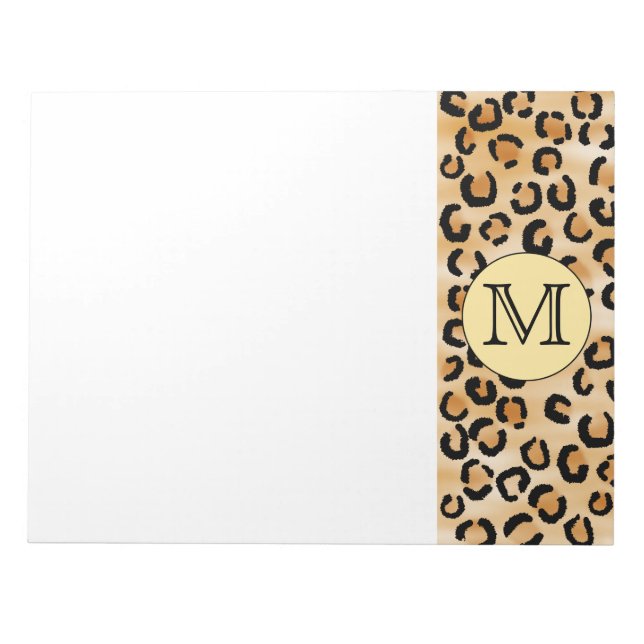 Personalized Monogram Leopard Print Pattern. Notepad (Front)