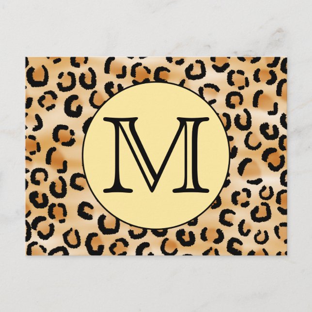 Personalized Monogram Leopard Print Pattern. Postcard (Front)