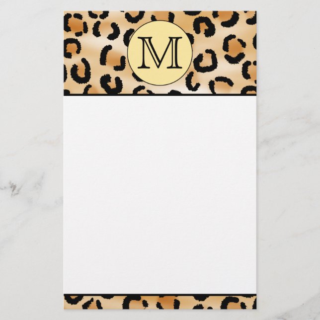 Personalized Monogram Leopard Print Pattern. Stationery (Front)