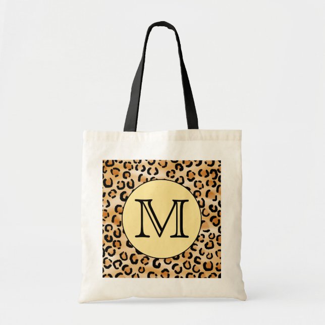 Personalized Monogram Leopard Print Pattern. Tote Bag (Front)