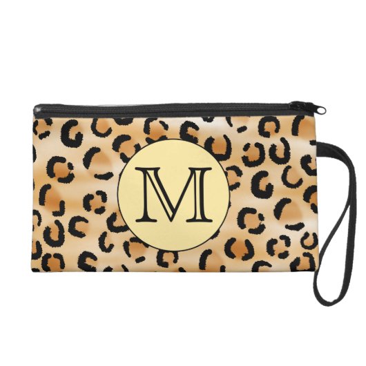 Personalized Monogram Leopard Print Pattern. Wristlet Purse (Front)