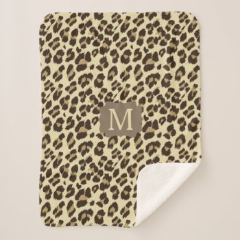 Personalized Monogram Leopard Print Sherpa Blanket by bestipadcasescovers at Zazzle