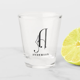 Personalized Monogram Letter A with Last Name Shot Glass