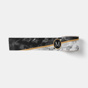 Personalized Monogram Letter Black White Ribbon