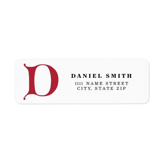 Personalized Monogram letter D - red color Label (Front)