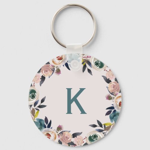 Personalized Monogram Letter Floral Chic Ladies Keychain