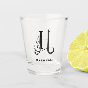 Personalized Monogram Letter H with Last Name Shot Glass