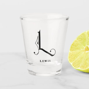 Personalized Monogram Letter L with Last Name Shot Glass