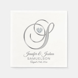 Personalized Monogram Letter S White Wedding Paper Napkins
