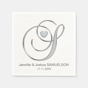 Personalized Monogram Letter S White Wedding Paper Napkins