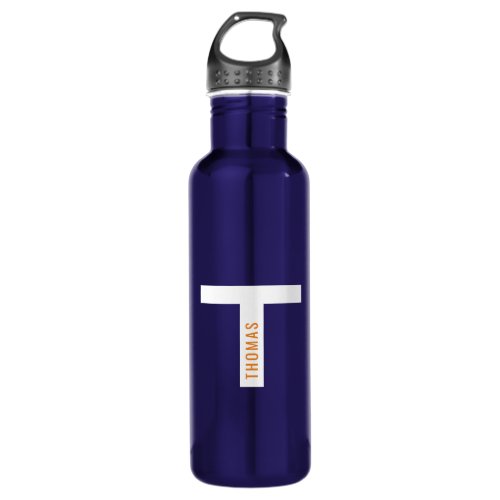 Personalized Monogram Letter T Modern Stainless Steel Water Bottle