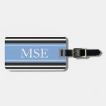 Personalized Monogram Light Blue Black Stripes Luggage Tag at Zazzle