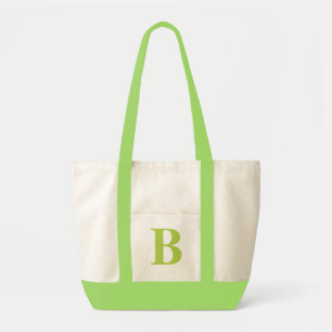 Personalized Monogram LIME GREEN + NATURAL TOTE Bag