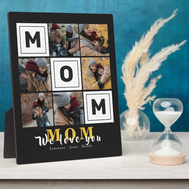 Personalized monogram Love You mom family Photos Plaque (Side)