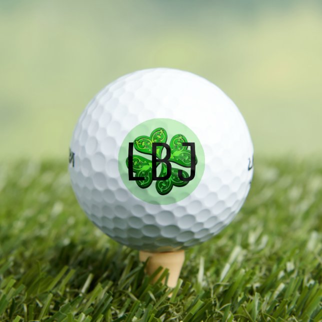 Personalized Monogram Lucky 4 Leaf Clover Gift Gol Golf Balls (Insitu Tee)