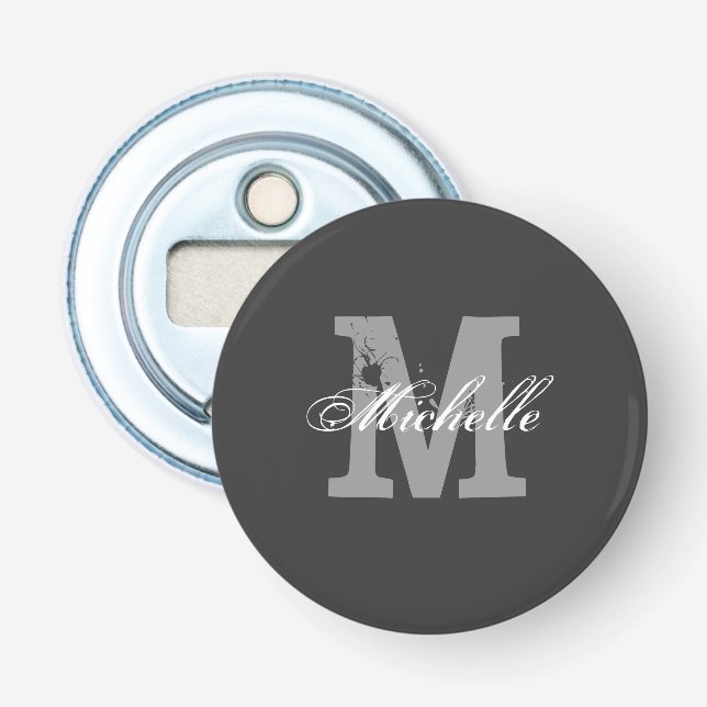 Personalized monogram magnetic beer bottle opener (Front)