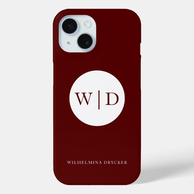Personalized Monogram Maroon Case-Mate iPhone Case (Back)