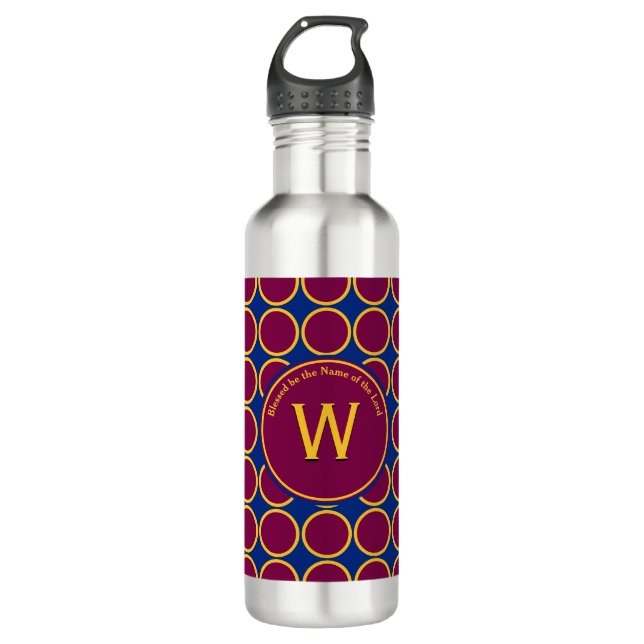 Personalized Monogram Maroon CIRCLES Stainless Steel Water Bottle (Front)