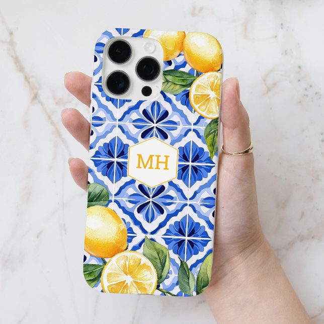 Personalized Monogram Mediterranean Yellow Lemons Case-Mate iPhone Case (Personalized Monogram Mediterranean Yellow Lemons Case-Mate iPhone Case)