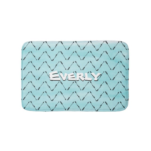 Personalized Monogram Mint Aztec Arrow Pattern Bath Mat (Front)