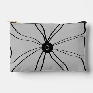 Personalized Monogram Modern Abstract Floral Grey