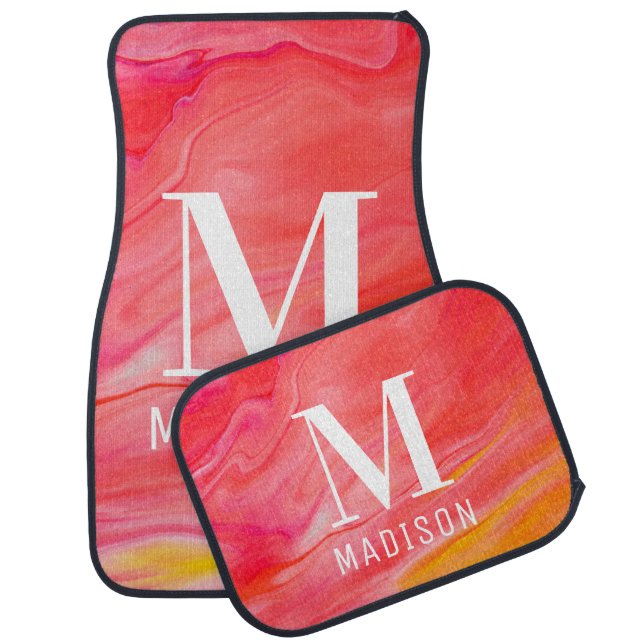 Personalized Monogram Modern Abstract Girly Chic Car Floor Mat (Set)