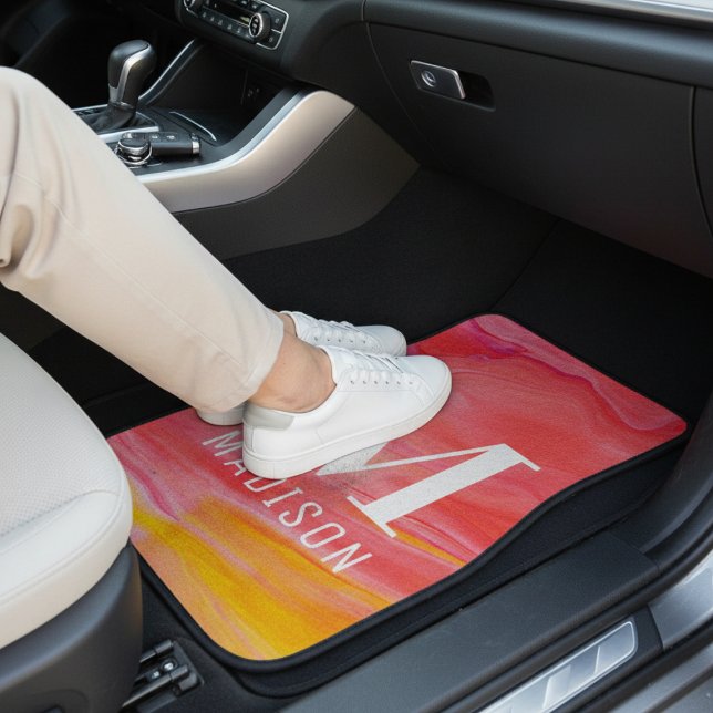 Personalized Monogram Modern Abstract Girly Chic Car Floor Mat (Creator Uploaded)